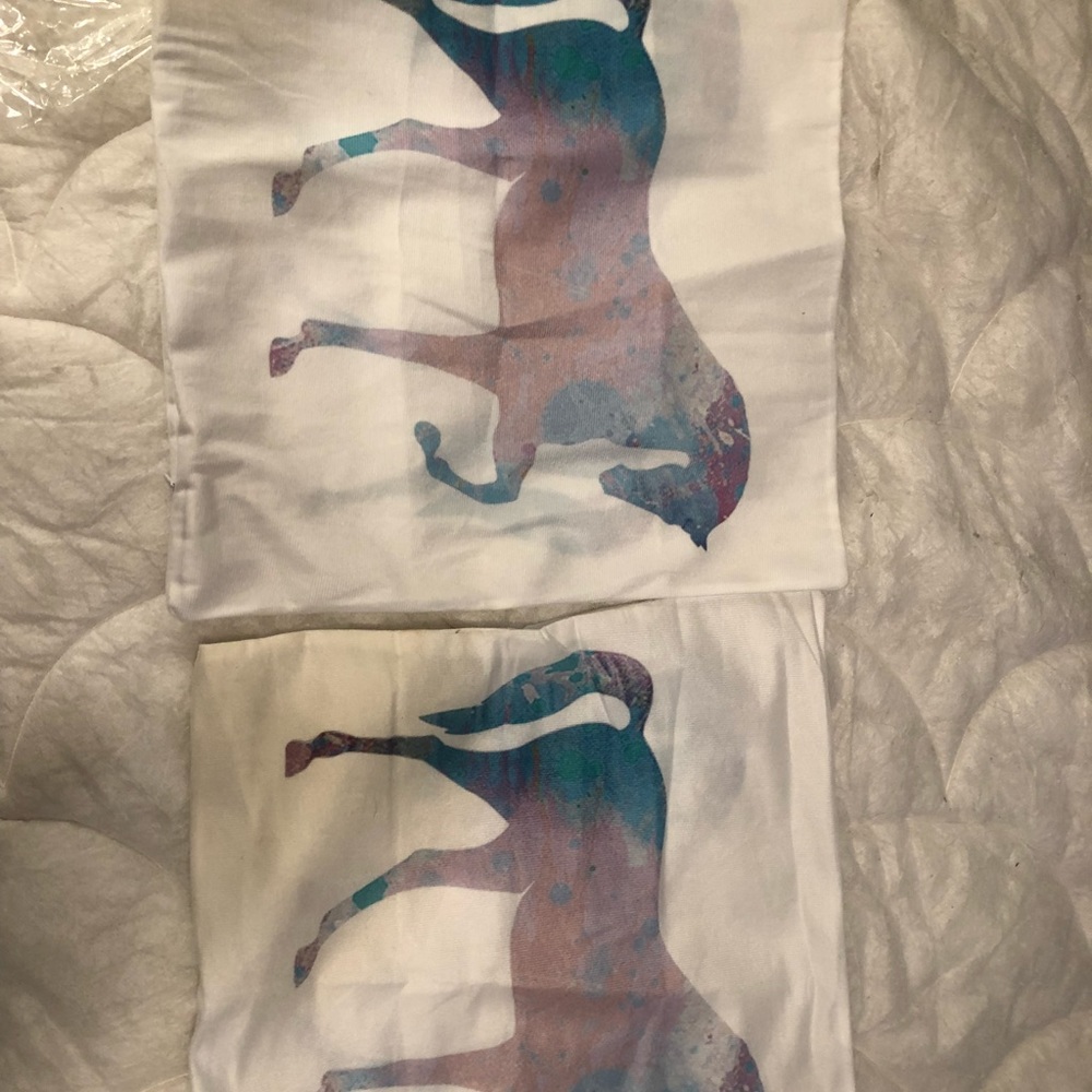 Two 12x12 unicorn pillow cases